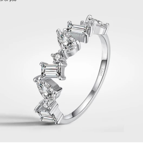 925 Sterling Silver Geometric Shapes Cubic Zirconi - Picture 2 of 9